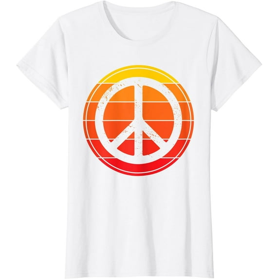 Peace Sign Vintage Sunset colors Retro Hippie Freedom gift T-Shirt
