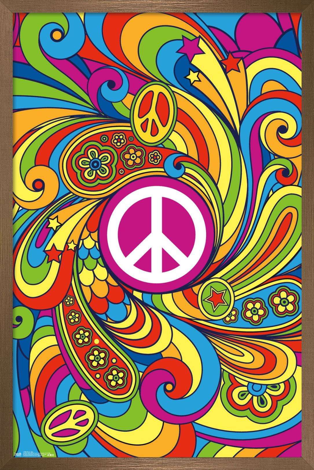 Peace Sign Wall Poster, 14.725" x 22.375", Framed
