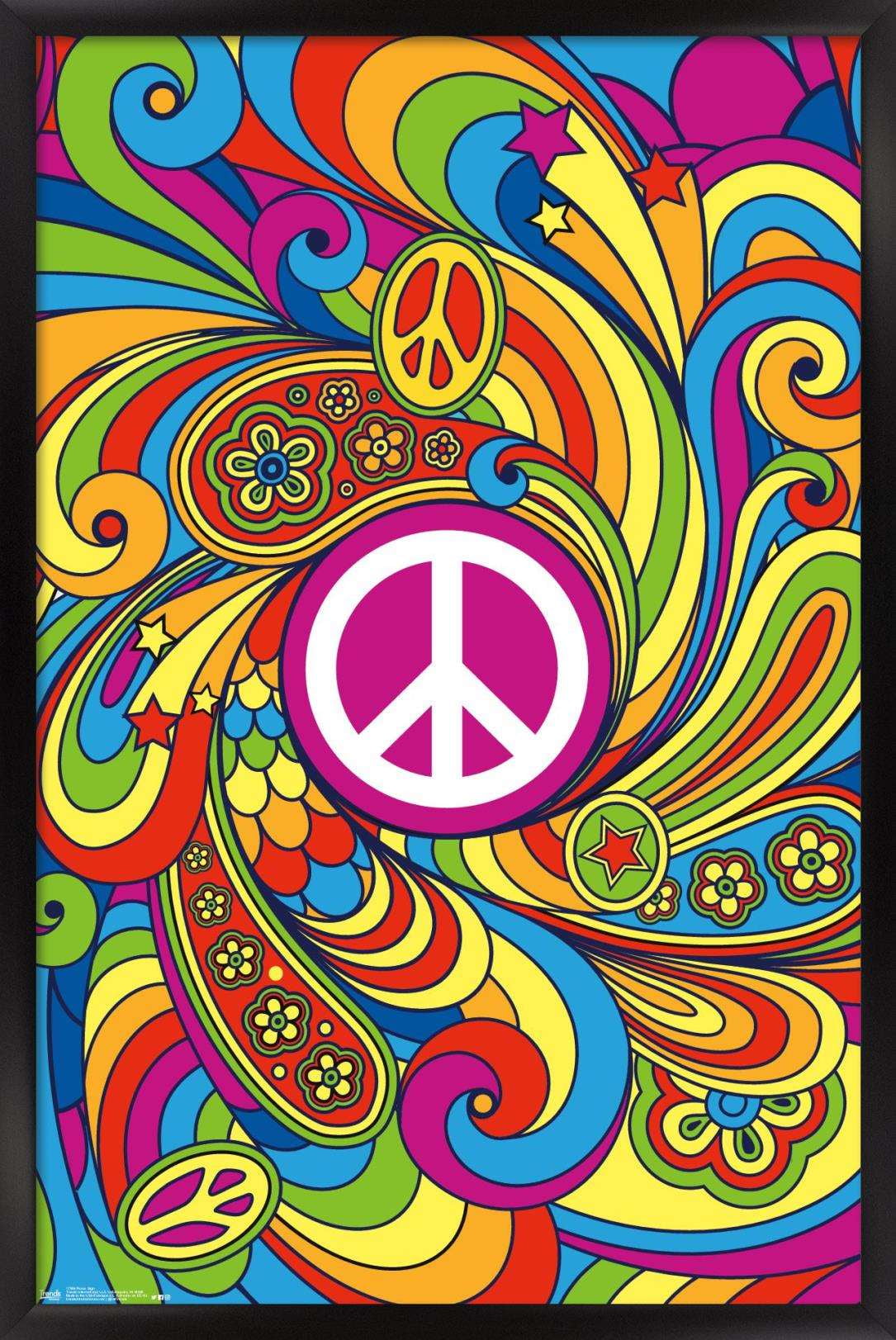 Peace Sign Wall Poster, 14.725" x 22.375", Framed