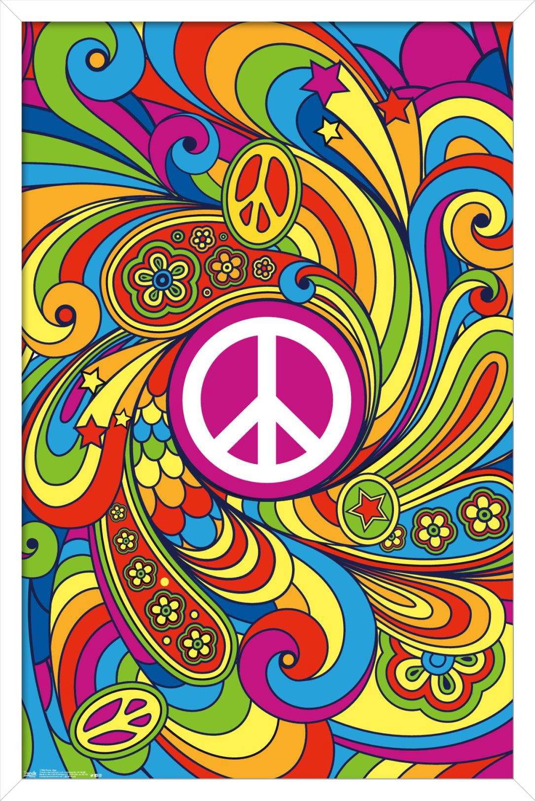 Peace Sign Wall Poster, 14.725" x 22.375", Framed