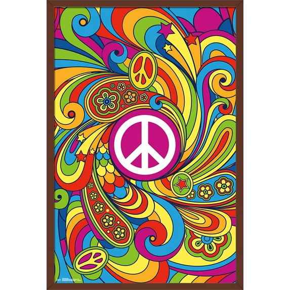 Peace Sign Wall Poster, 22.375" x 34", Framed
