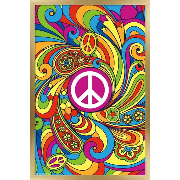 Peace Sign Wall Poster, 22.375" x 34", Framed