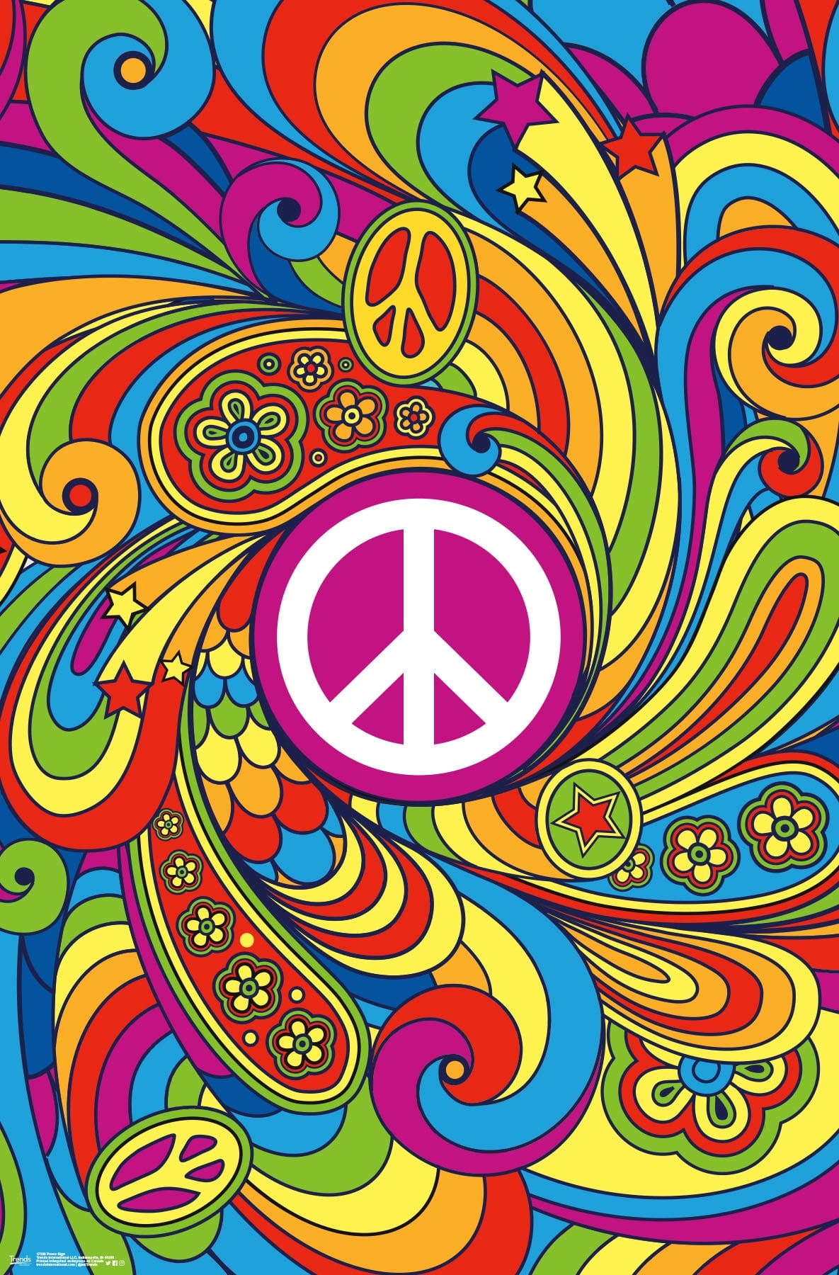 Vibrant Multicolor Peace Sign Wall Poster, 22.375" x 34"
