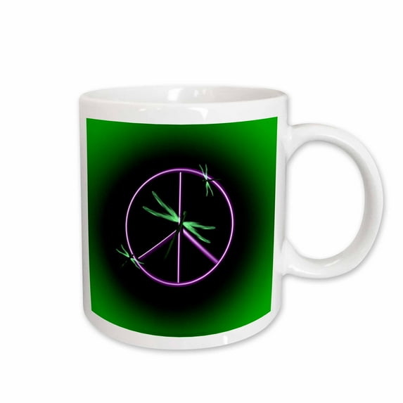 3drose, Peace Sign with Dragonflies, 15oz Mug
