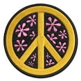 thumbnail image 1 of Peace Sign With Flowers Applique Multi-Color Embroidered Hook & Loop Patch - 3.5 Inch Large, 1 of 5