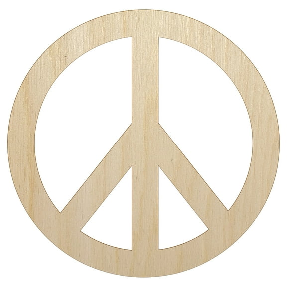 Peace Sign Wood Shape Unfinished Piece Cutout Craft DIY Projects - 4.70 Inch Size - 1/8 Inch Thick