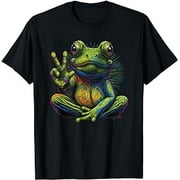 Peace Sign Yoga Frogs Cool Peace Frog Tie Dye Retro Kawaii T-Shirt