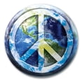 thumbnail image 1 of Peace Sign on Earth Circle Button with Magnetic Back, 1 of 3