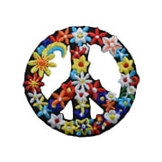 Peace Sign with Flowers - Iron on Applique/Embroidered Patch