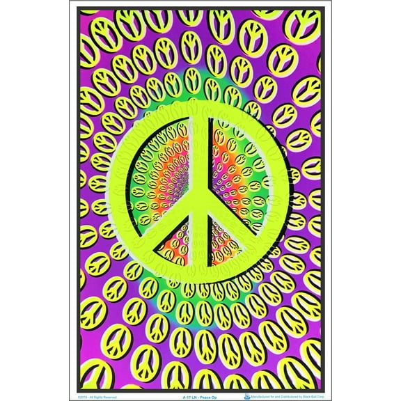 Peace Signs Blacklight Art Poster Print Blacklight Poster - 24x36