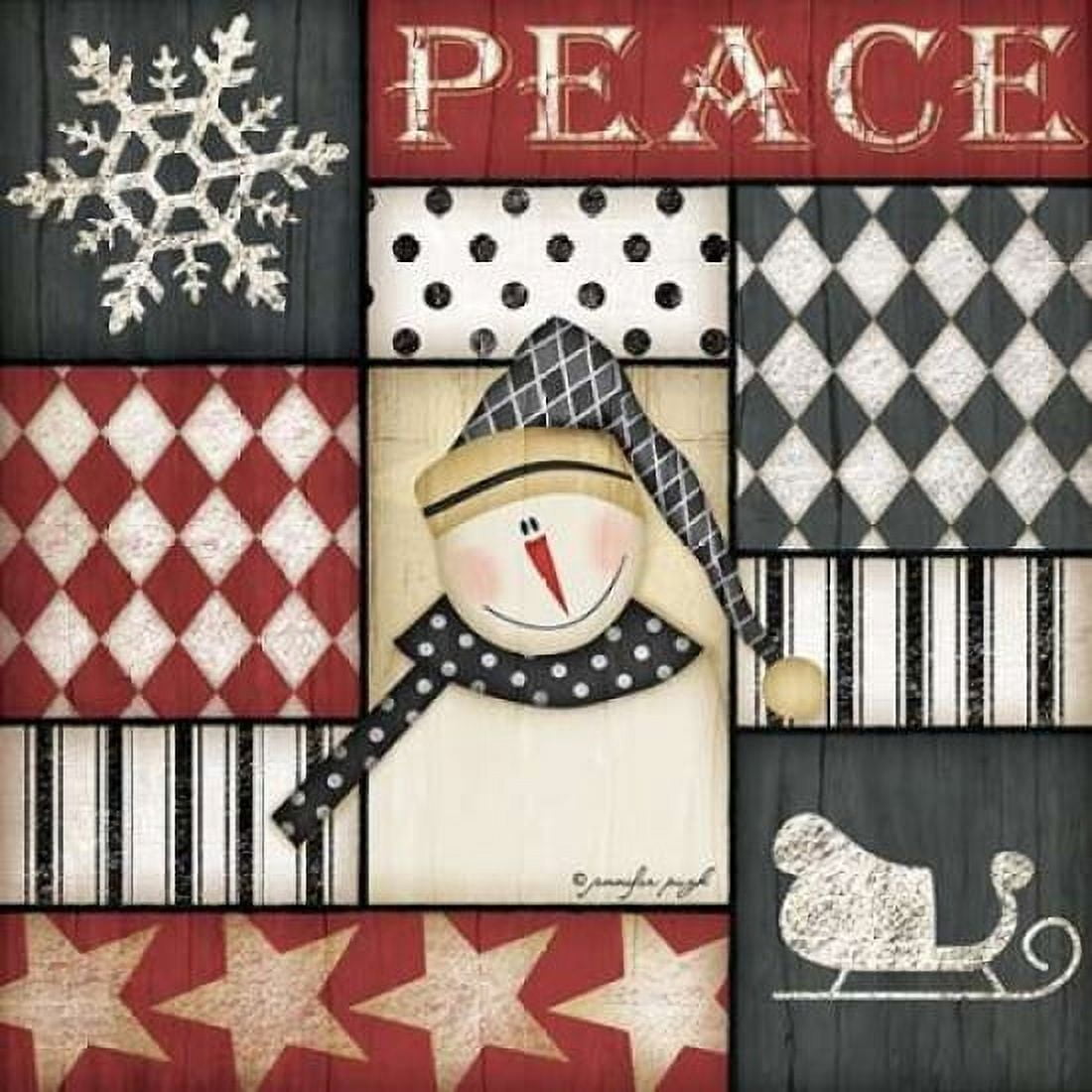 Peace Snowman Canvas Art - Jennifer Pugh (24 x 24)