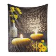 thumbnail image 1 of Peace Soft Flannel Fleece Throw Blanket, Oriental Meditative Candles on a Wooden Board with South East Motifs in Backdrop, Cozy Plush for Indoor and Outdoor Use, 70" x 90", Multicolor, by Ambesonne, 1 of 5
