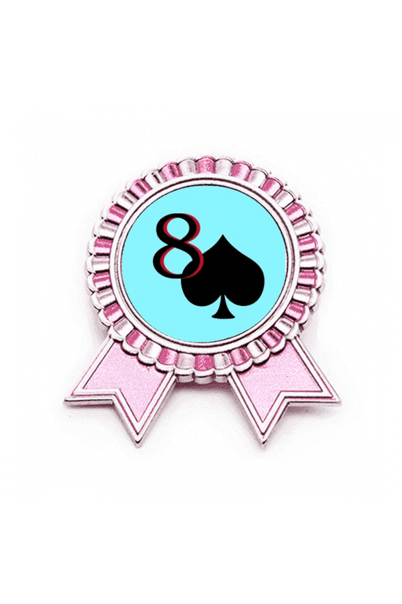 Peace Spade 8 Poker Badge Brooch Pin Pink Winner Award Medal
