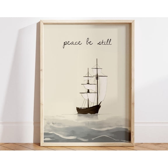 Peace Be Still Poster - Calms Storm, Bible Art, Modern Boho Scripture Decor, Minimalist Bible Verse Wall Poster Wall Art, Modern Wall Decor, 8x12 UNFRAMED