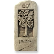 Peace Stone Wall Plaque Garden Statue Figurine, Original Sculpture Handcrafted In Stone, Artisan Made