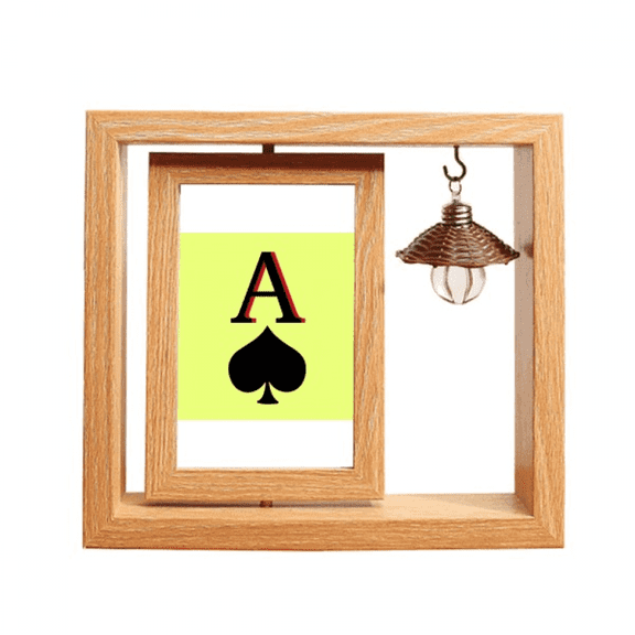 Peace Sun Spade A Poker Wooden Rotating Picture Photo Frame 4x6