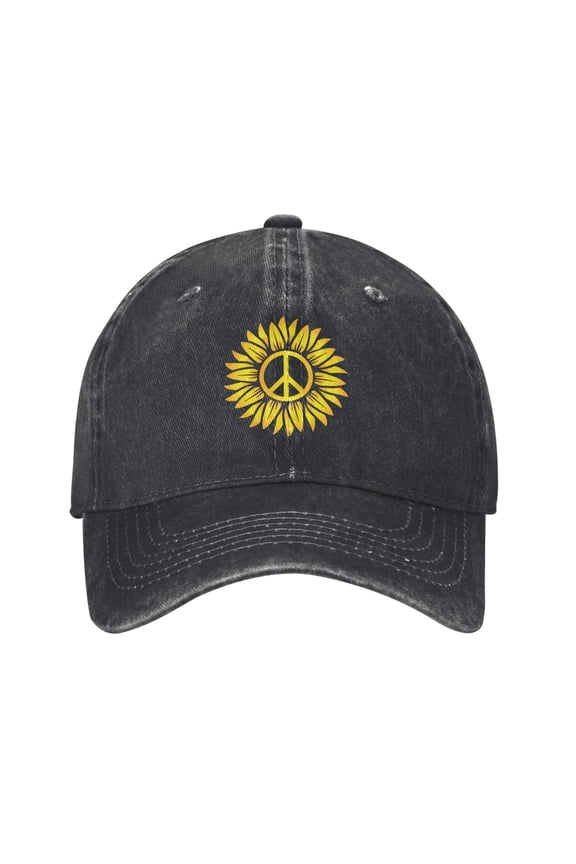 Peace Sunflower Baseball Cap Men'S Women'S Fashion Hat Vintage Adjustable Unisex Casquette