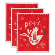 DII Modern Cotton Peace Swedish Dishcloths in Red (Set of 3)