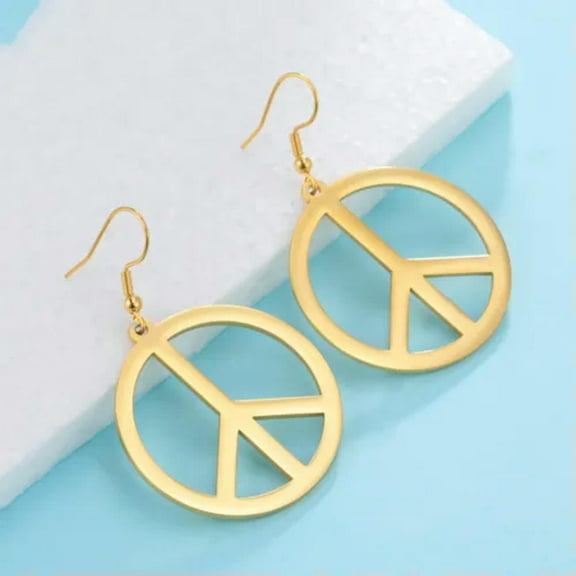 Peace Symbol Drop Earrings Stainless Steel Dangle Earrings Jewelry