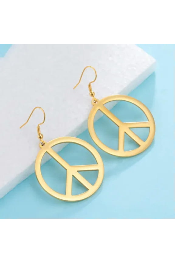 Peace Symbol Drop Earrings Stainless Steel Dangle Earrings Jewelry