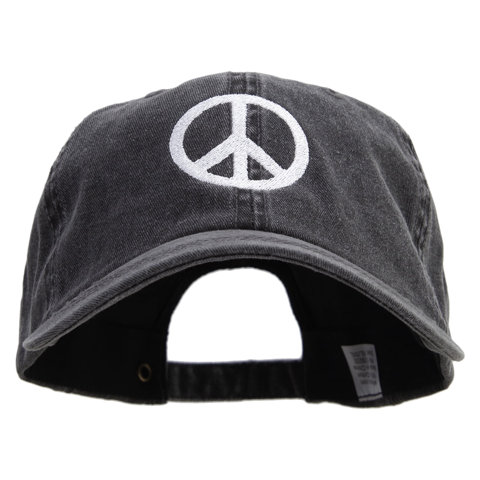 Peace Sign Caps Peace Symbol Embroidered Big Size Washed Pigment Dyed Cap - Black XL ...