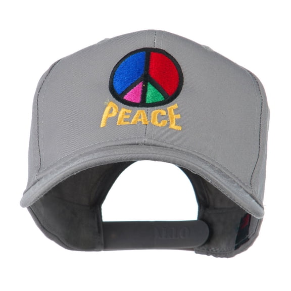 Peace Symbol Embroidered Cap - Grey OSFM