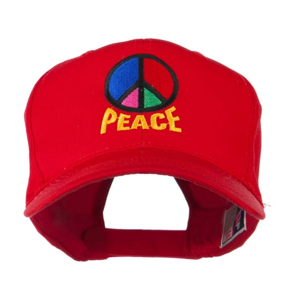 Peace Symbol Embroidered Cap - Red OSFM