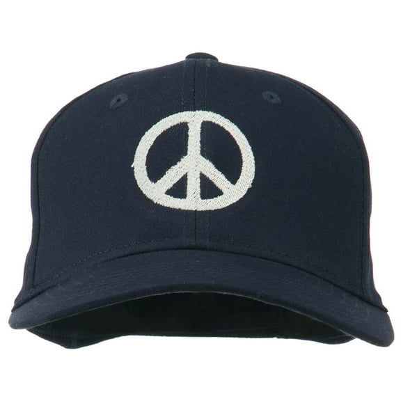 Peace Symbol Embroidered Cotton Twill Cap - Navy OSFM
