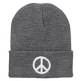 thumbnail image 1 of Peace Symbol Embroidered Long Beanie - Grey OSFM, 1 of 5