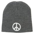 thumbnail image 1 of Peace Symbol Embroidered Short Beanie - Grey OSFM, 1 of 5