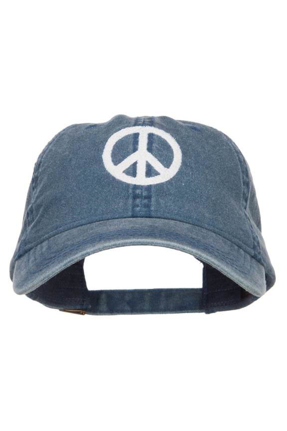 Peace Symbol Embroidered Washed Cap - Navy OSFM