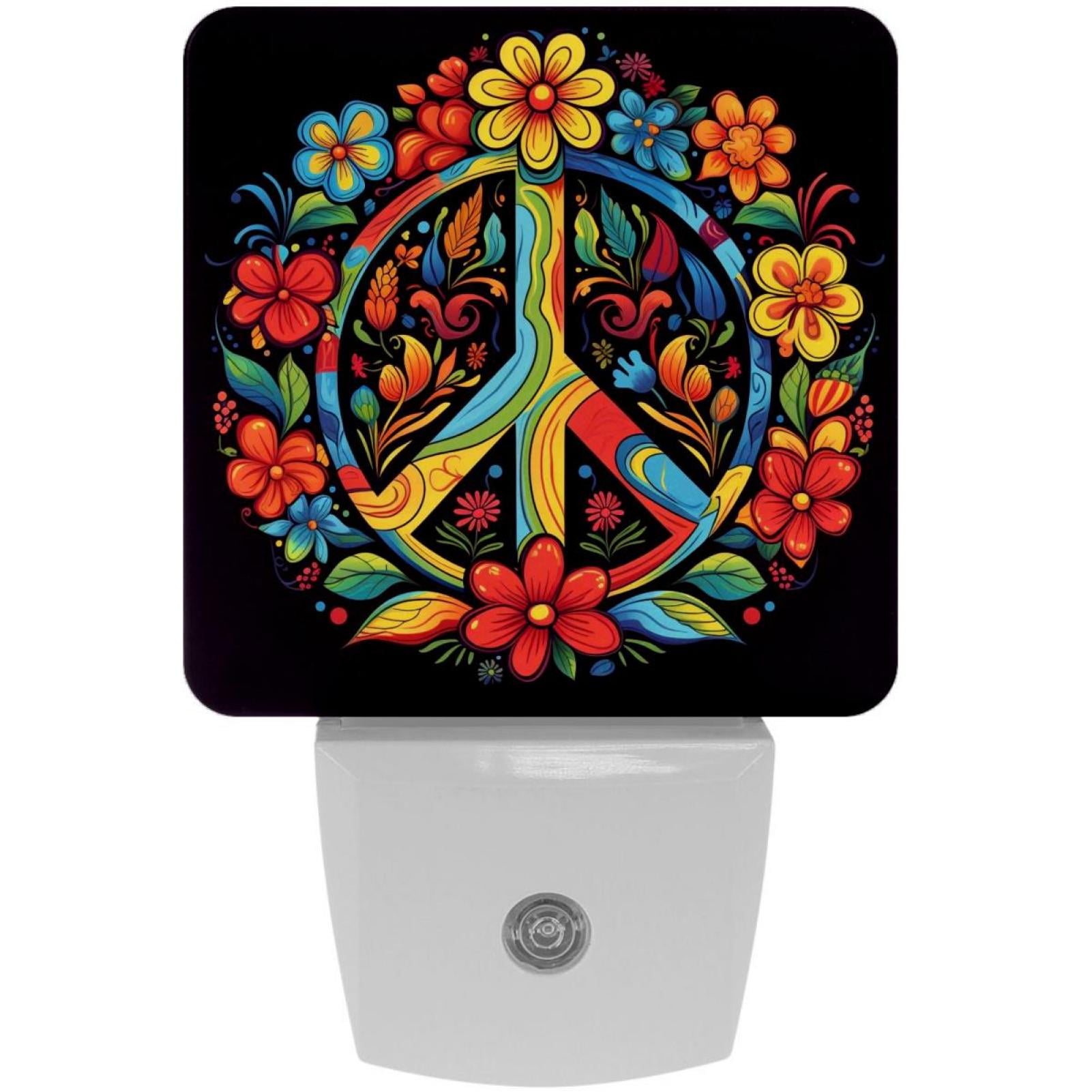 Peace Symbol LED Square Night Lights Stylish and Functional