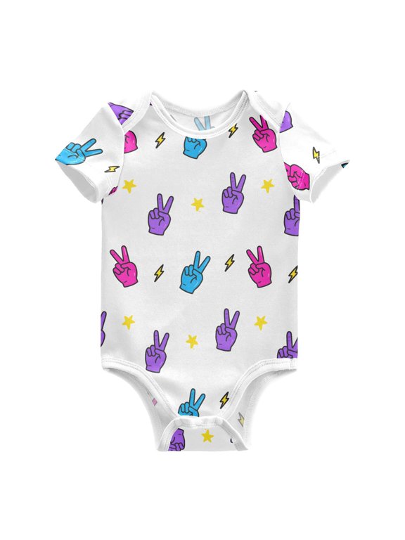 Peace Symbol Lightning Pattern Baby Bodysuits 100% Cotton Short Sleeve for 0-24 Months Baby Golf Outfit 12Months