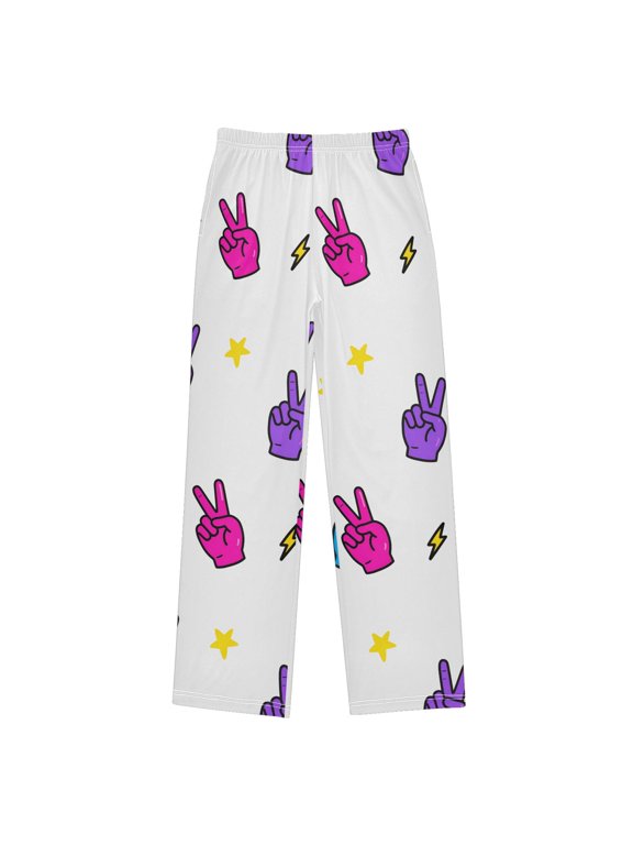 Peace Symbol Lightning Pattern Pajama Pants Soft Lightweight Lounge Pants Bottoms Sleep Pants Warm Comfy