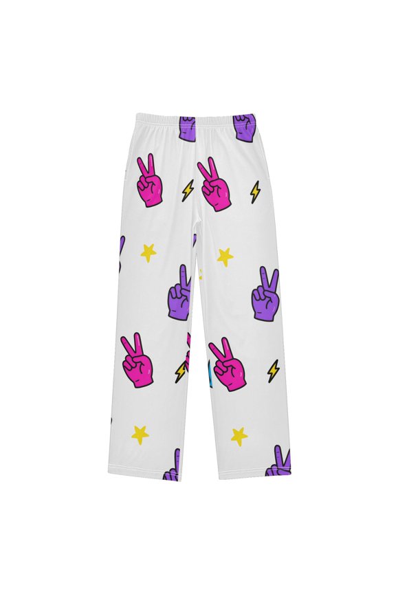 Peace Symbol Lightning Pattern Pajama Pants Soft Lightweight Lounge Pants Bottoms Sleep Pants Warm Comfy