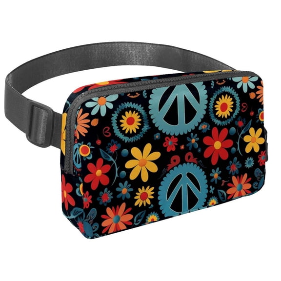 Peace Symbol Lightweight, Adjustable Running Belt with Extension Strap, Unisex Waist Bag, Fanny Pack, Cross Body Bag