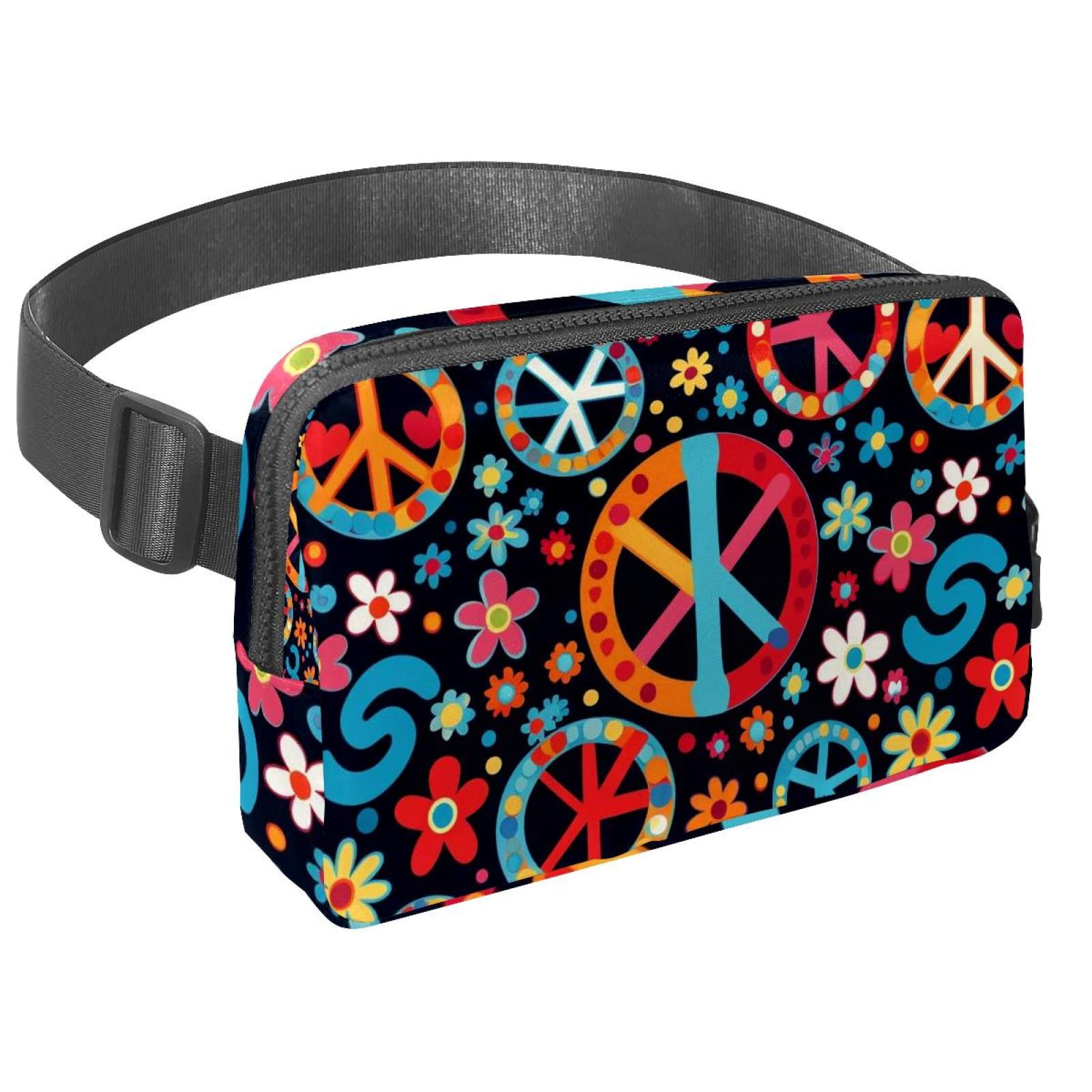 Peace Symbol Lightweight Adjustable Sling Bag Running Belt Waist Pack with Extension Strap Unisex