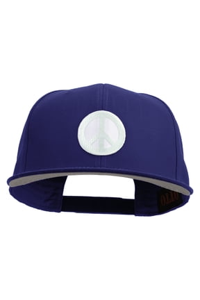 Peace Symbol Patched Wool Blend Flat Visor Pro Snapback Style Snapback Cap - Royal OSFM