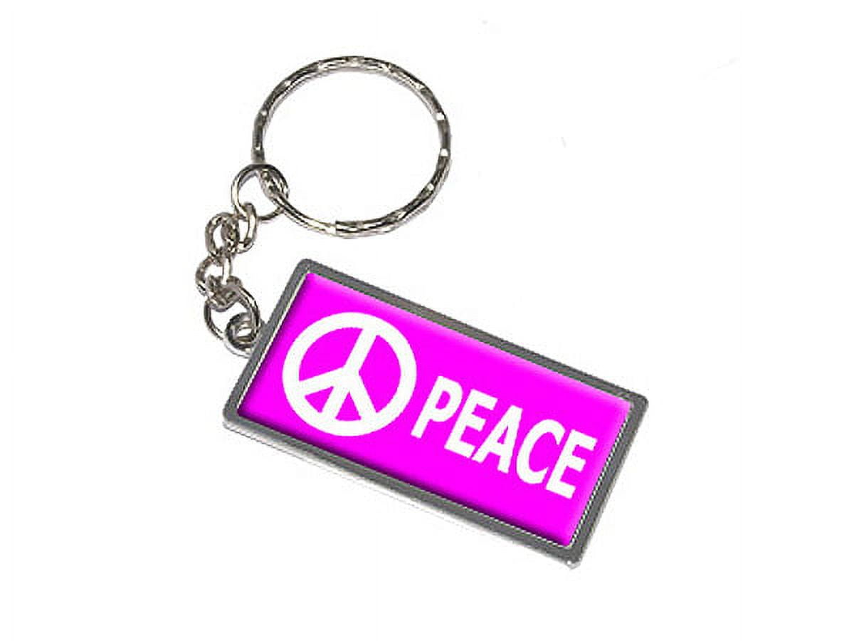 Peace Symbol - Pink Metal Rectangle Keychain - Walmart.com