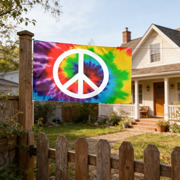 Peace Symbol Polyester Flag Peace Sign Banner Double Sided Printed Flag for Indoor Outdoor Home Garden Yard Porch Wall Decoration Holiday Party Event Supplies