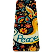 Peace Symbol Premium TPE Yoga Mat - Fitness Mat for Comfortable & Effective Workouts - Ideal for Yoga, Pilates, and Meditation - 6mm Thick Exercise Mat (Black