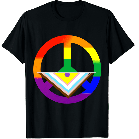 Peace Symbol Progress Pride Flag Pride LGBTQ Unisex T-Shirt