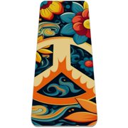 Peace Symbol TPE Yoga Mat - Fitness Mat for Yoga, Pilates, Exercise - 6mm Thick Mat with Carrying Strap and Alignment Lines