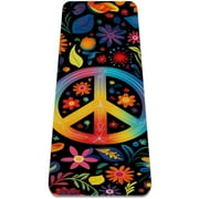 Peace Symbol TPE Yoga Mat - Lightweight & Exercise Mat for Yoga & Pilates