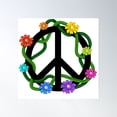 thumbnail image 1 of Peace Symbol With Flowers Poster Wall Art, Modern Wall Decor, 24x36 UNFRAMED, 1 of 3