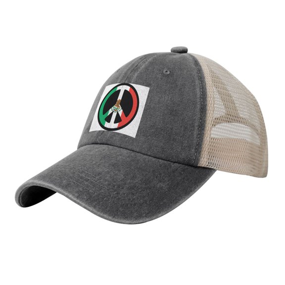 Peace Symbols Rastafari World Peace Baseball Cap Trucker Hat For Men Women Adjustable Outdoor Denim Mesh Hat