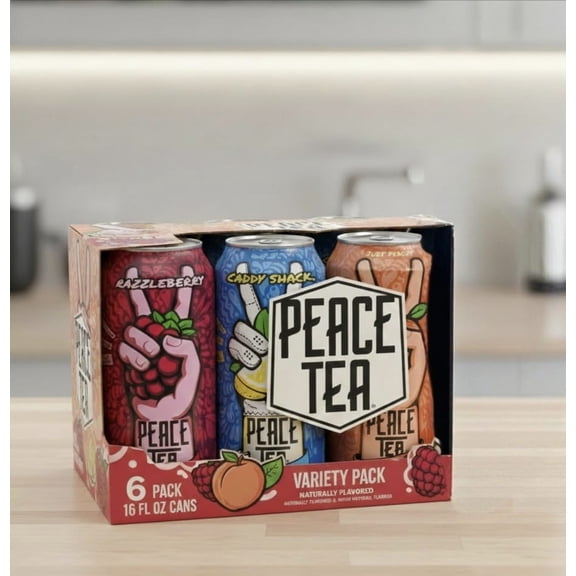 Peace Tea Razzleberry Canned, Just peachy, Caddy shack lemon Iced Tea, 16 fl oz(6 pack)