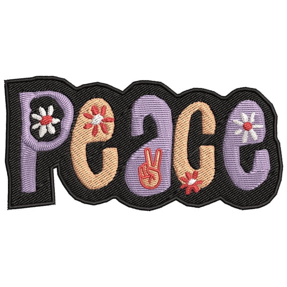 Peace Text Embroidered DIY Iron on or Sew-on Decorative Patch Badge Emblem Appliques Hippie BoHo 70's Peace Series
