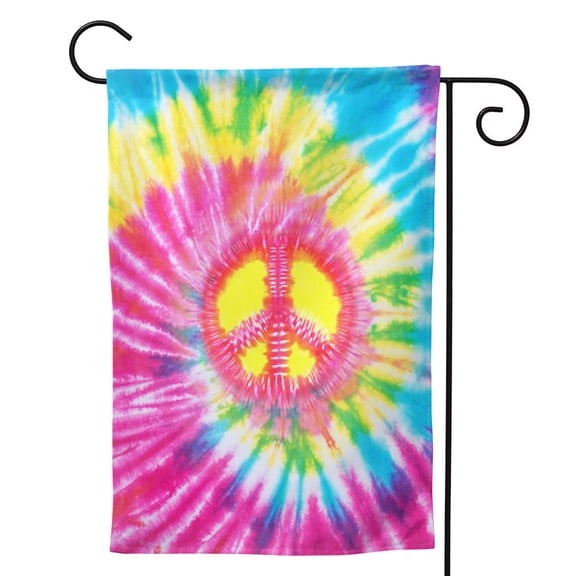 Peace Tie Dye Garden Flag 12.5"X18" Outdoor Indoor Garden Decor Porch Banner Sign With Grommets Uv Fade Resistant