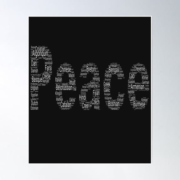 Peace To The World In All Languages Poster Wall Art, Modern Wall Decor, 24x36 UNFRAMED